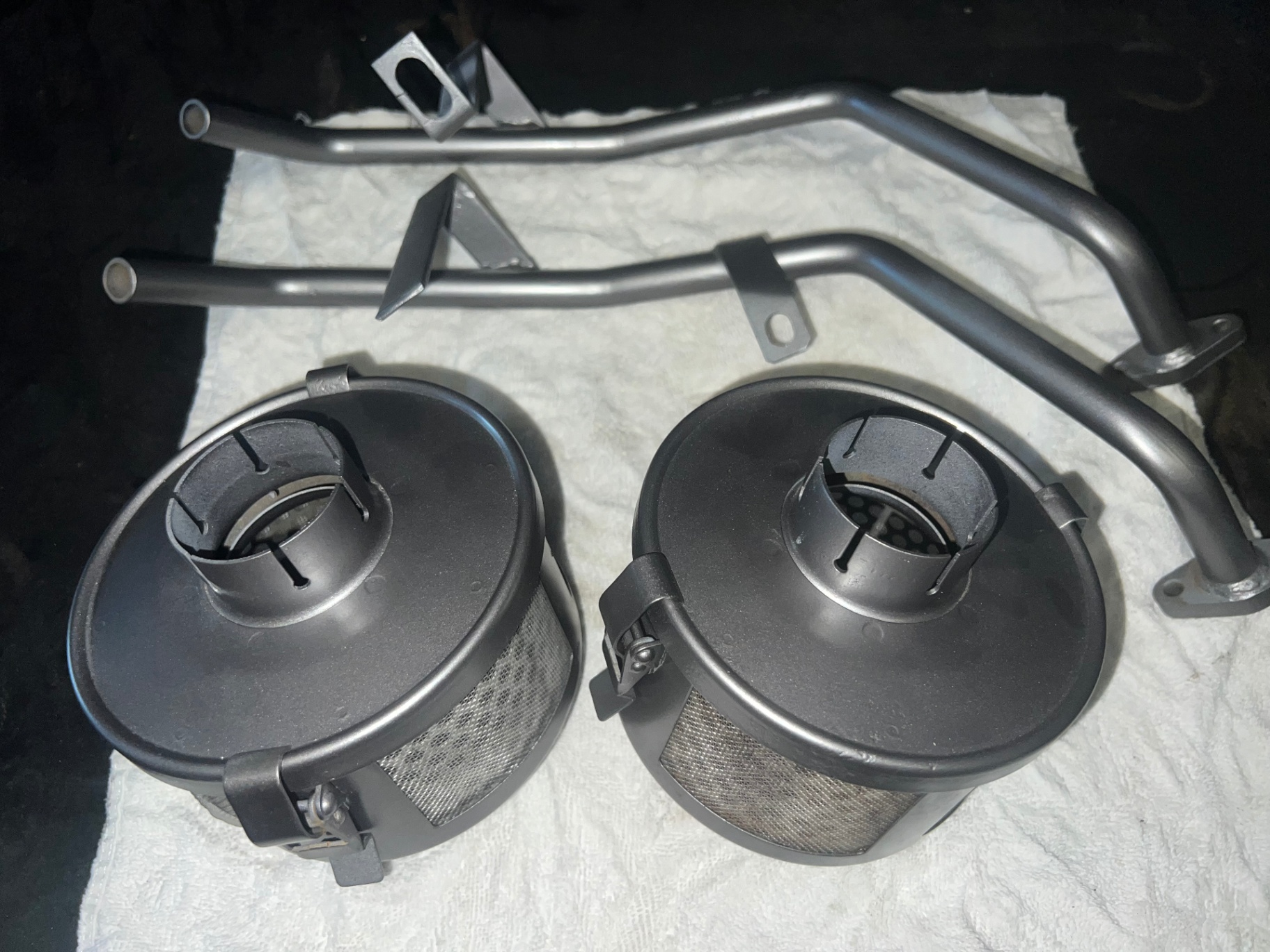 Aftercooler cores and piping refinished and ready for refit