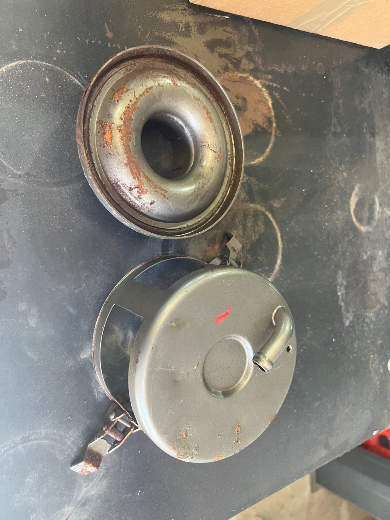 Heavily corroded raw water components pulled off the engines